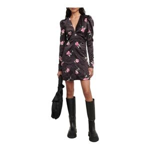 Ganni Floral Satin Mini Dress - Size 32 / 0